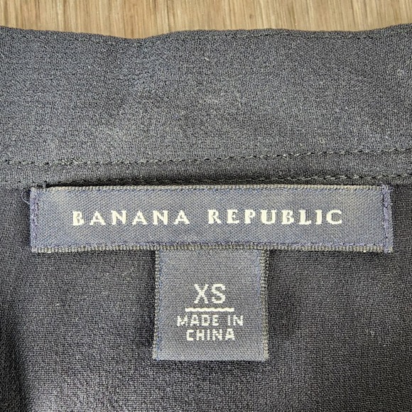 Banana Republic Sheer Pleated Neck Tie Long Sleeve Button Up Shirt Blouse Top XS - Picture 2 of 11